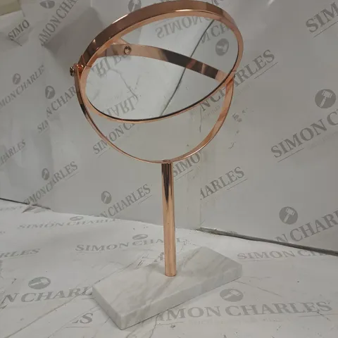 ROSE GOLD MIRROR WITH MARBLED STAND