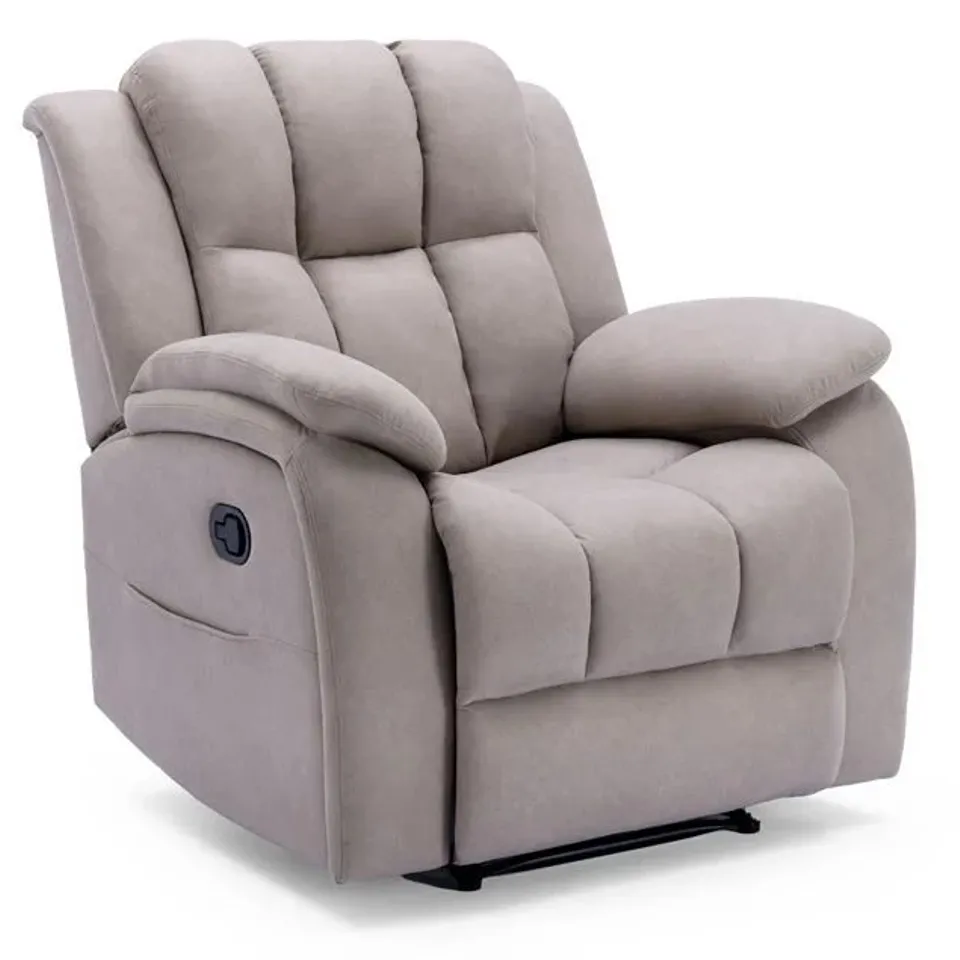 BOXED DESIGNER BROOLINE MANUAL RECLINING CHAIR PUMICE (2 BOXES)
