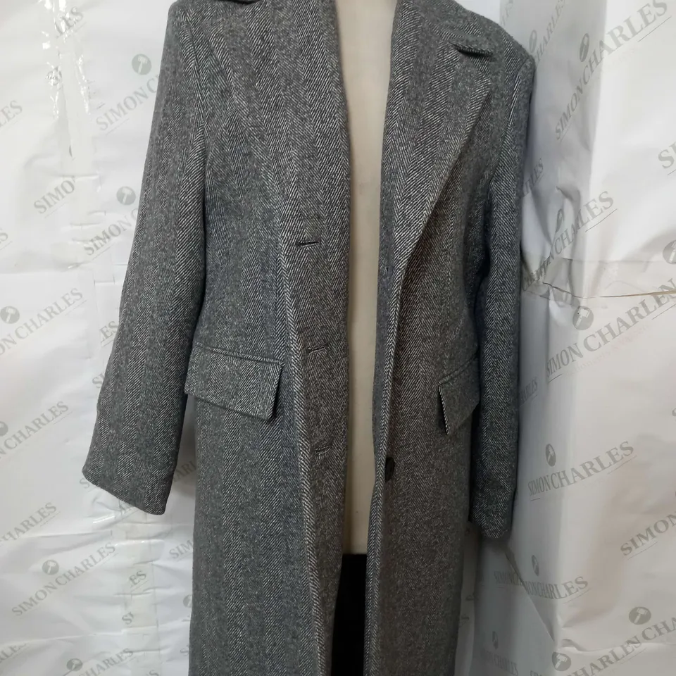MNG GREY & WHITE LONG TRENCH COAT - SMALL