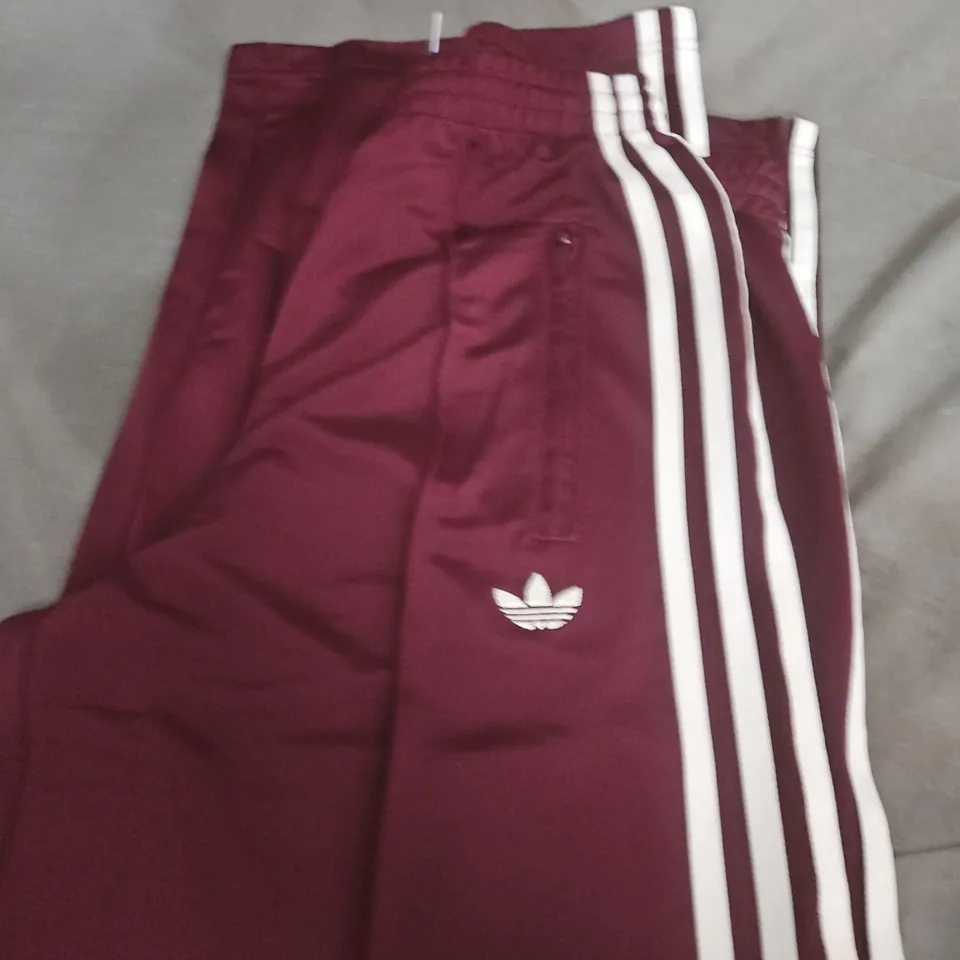 ADIDAS BURGUNDY TRACKSUIT BOTTOMS - SIZE S