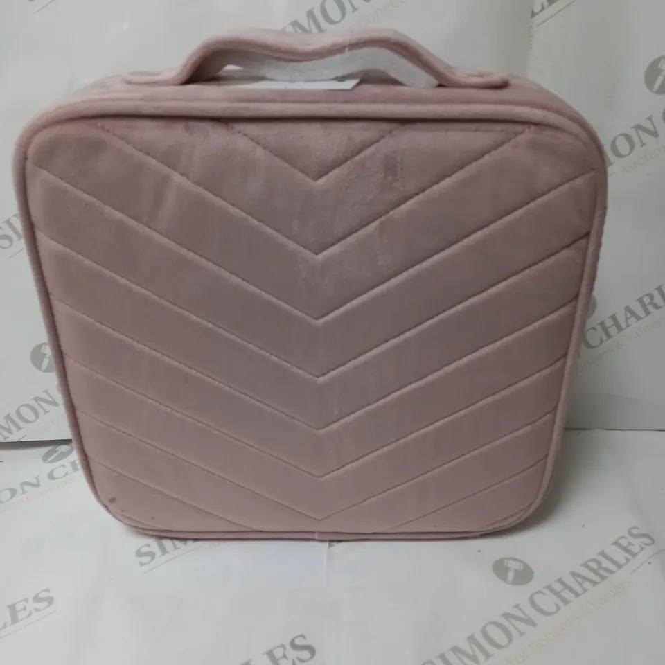 boxed pink vanity case with adjustable compartment's   