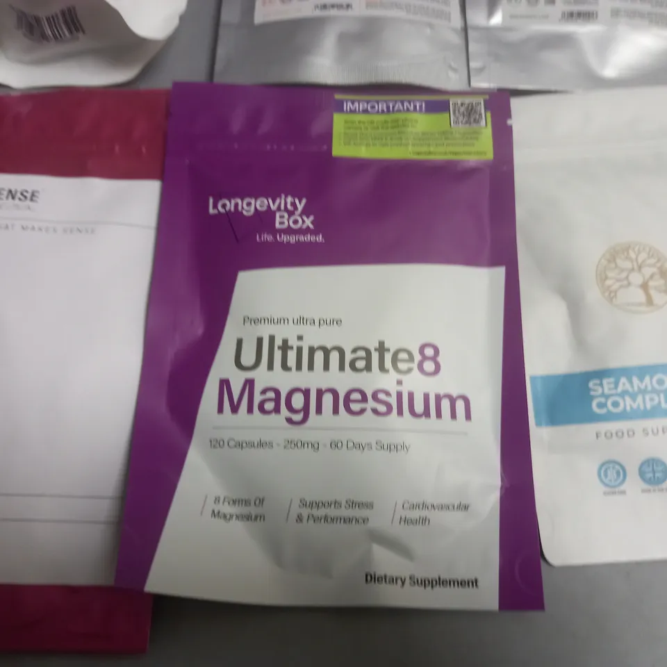 LOT OF 8 ASSORTED FOOD SUPPLEMENTS TO INCLUDE CBD GUMMIES, SEAMOSS COMPLEX, DONG QUAI AND GARCINIA CAMBOGIA