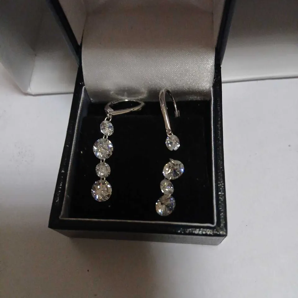 DIAMONIQUE 5CT TW FLOATING STONE DROP EARRINGS STERLING SILVER