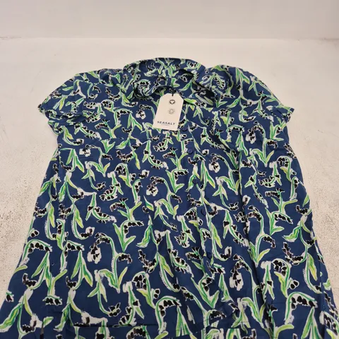 SEASALT CORNWALL RUSHMAKER SHIRT - BLUE FLORAL PRINT, UK 14