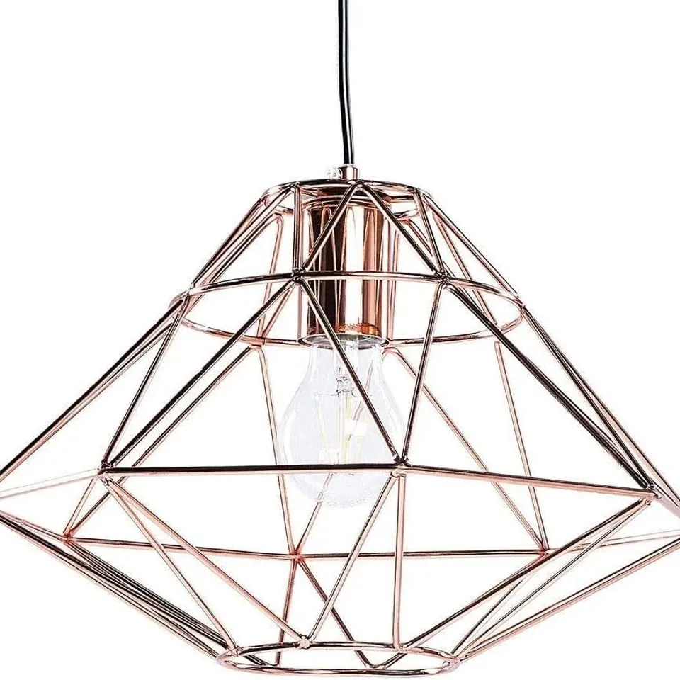 BELIANI GUAM 1-LIGHT CEILING PENDANT CAGE WIRE LAMPSHADE METAL COPPER