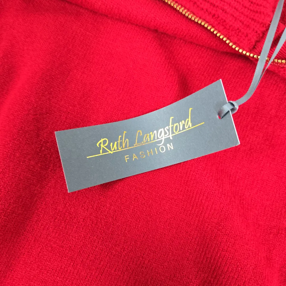 RUTH LANGFORD FASHION RED KNIT ZIP JUMPER – SIZE M
