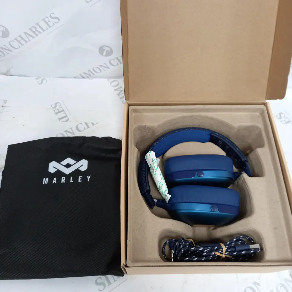 MARLEY POSITIVE VIBRATION XL BLUETOOTH HEADPHONES IN BLUE 