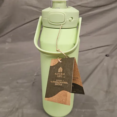 NATURAL LIFE 1L STAINLESS STEEL BOTTLE – GREEN