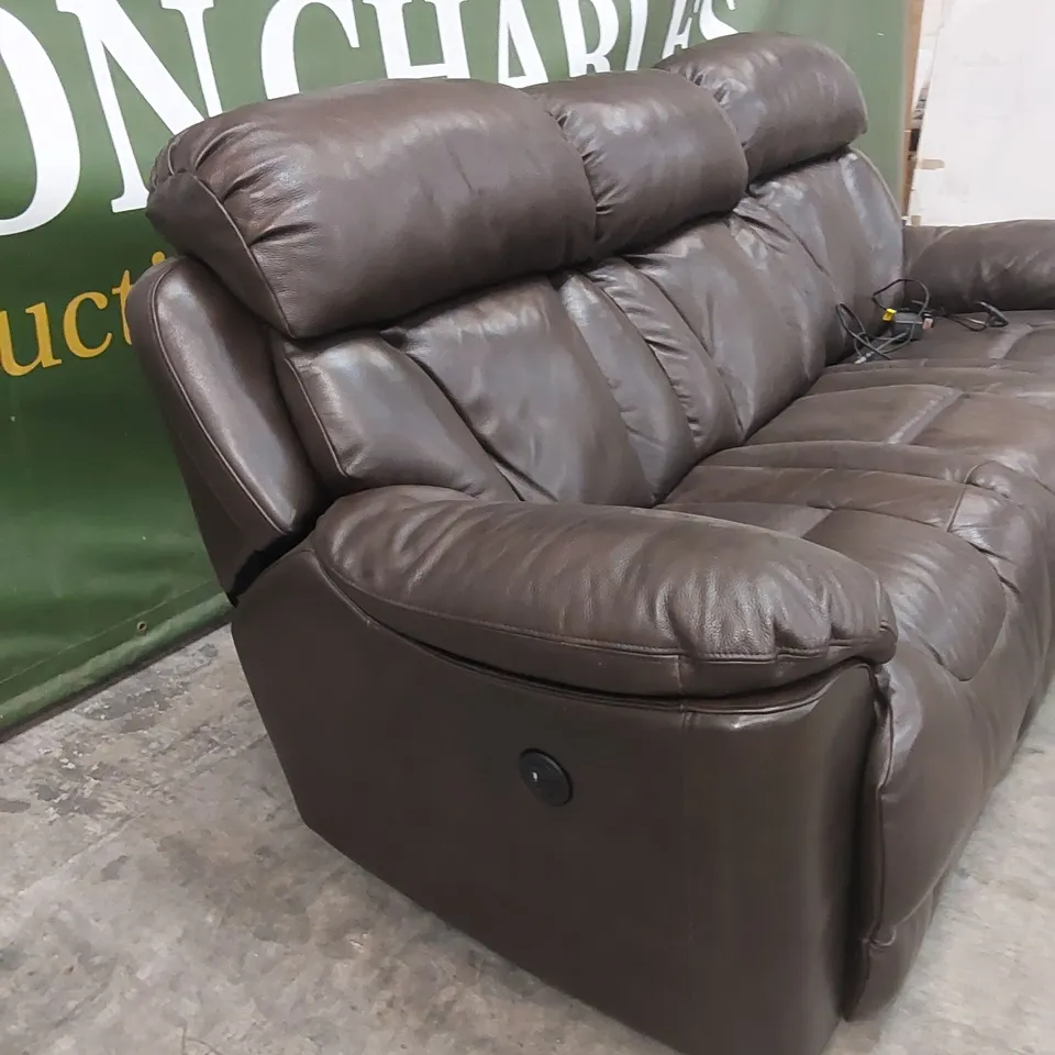 QUALITY DESIGNER 3 SEATER FAUX LEATHER ELECTRIC RECLINER CHAIR - BROWN