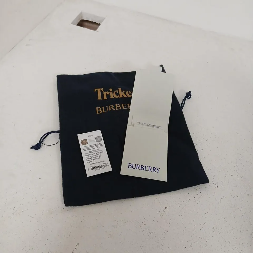 BURBERRY X TRICKER'S AUBERGINE DERBY SHOES – RUBBER SOLE, UK 3