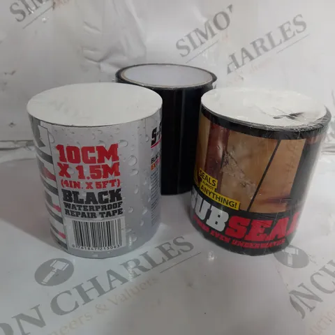 3 PIECE SFIXX SUB SEAL BLACK WATERPROOF REPAIR TAPE 10CM X 1.5M