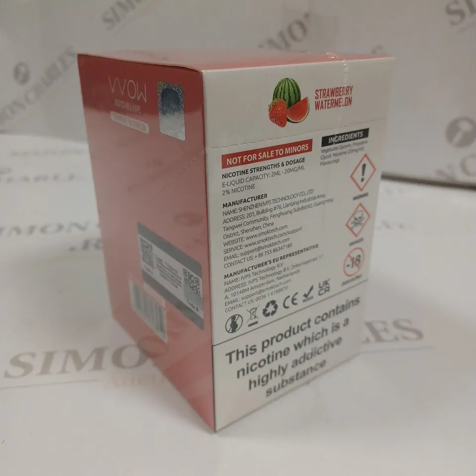 SEALED SMOK VVOW 10-PACK OF DISPOSABLE VAPES - STRAWBERRY WATERMELON