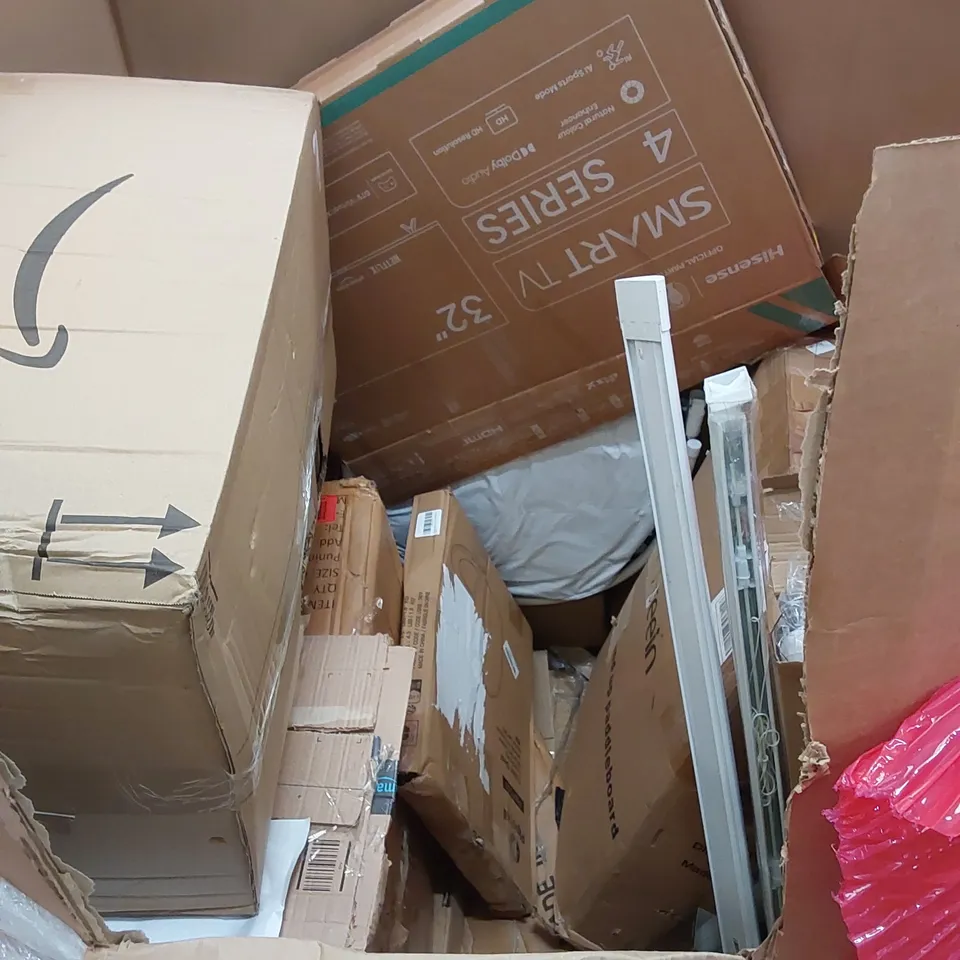 PALLET OF ASSORTED HOUSEHOLD ITEMS AND CONSUMER PRODUCTS TO INCLUDE; PRINTERS, RETRACTABLE SAFETY GATE, DEHUMIDIFIER ETC
