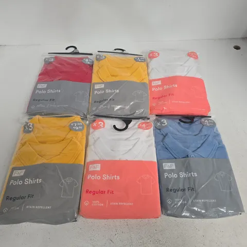 LOT OF 16 3-PACKS OF KIDS POLO SHIRTS IN VARIOUS COLOURS - UNCHECKED SIZES