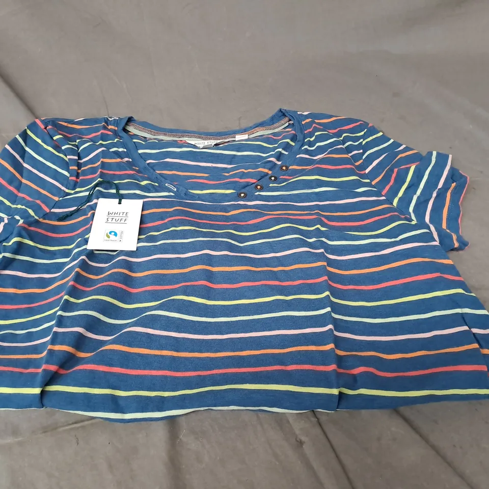 WHITE STUFF UK 16 STRIPED NADIA SHORT SLEEVE TEE