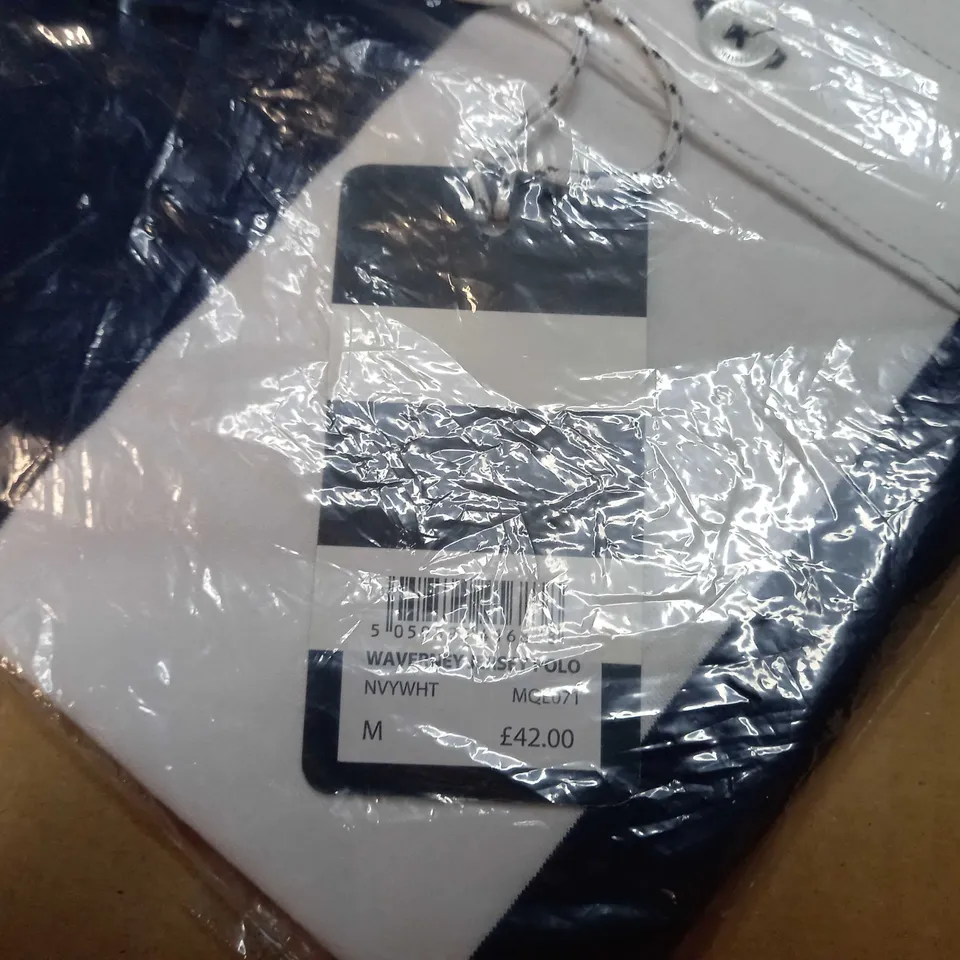 PACKAGED CREW CLOTHING COMPANY NAVY/WHITE JERSEY POLO - MEDIUM