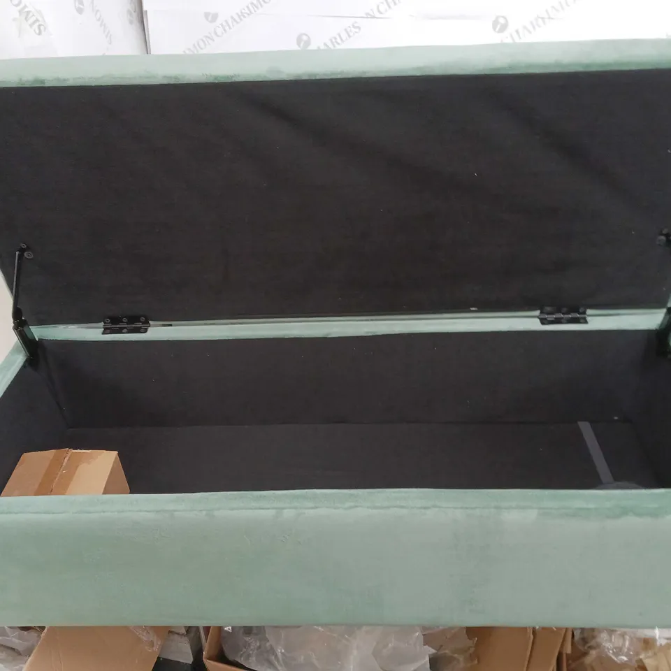 ALISON CORK VELVET STORAGE OTTOMAN - SAGE GREEN 