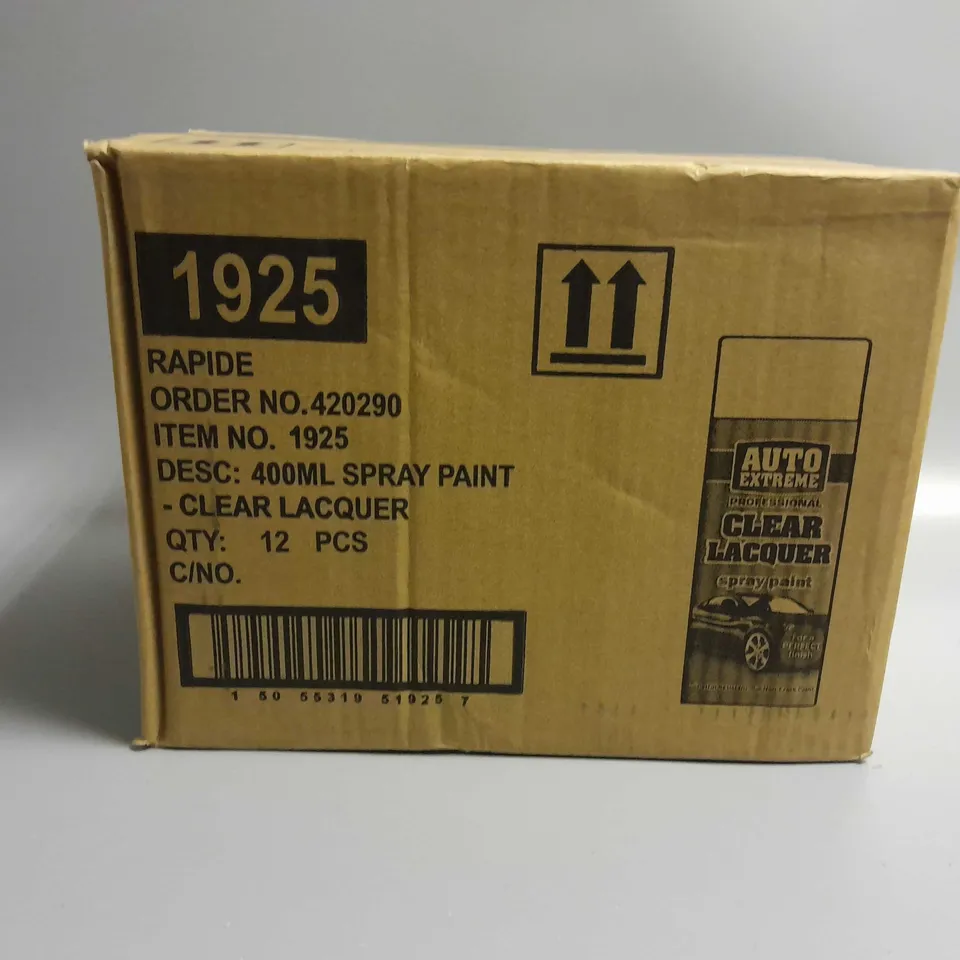 APPROXIMATELY 12 AUTO EXTREME CLEAR LACQUER SPRAY PAINT 400ML