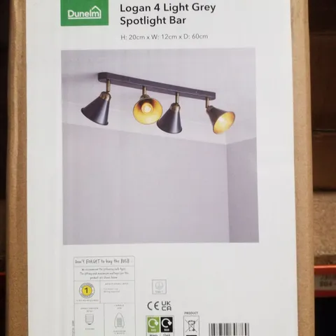 BOXED DUNELM LOGAN 4 LIGHT GREY SPOTLIGHT BAR