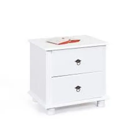 BRAND NEW & BOXED DANZIG WOODEN BEDSIDE CABINET IN WHITE WITH 2 DRAWERS (1 BOX)