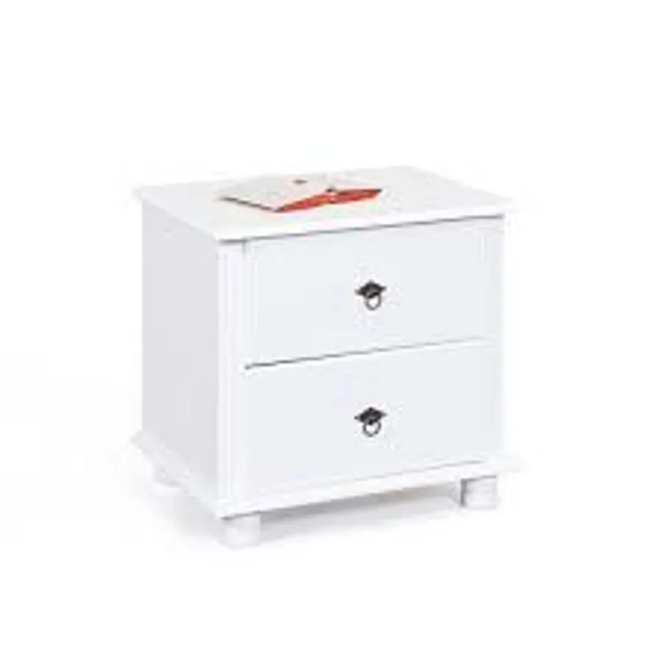 BRAND NEW & BOXED DANZIG WOODEN BEDSIDE CABINET IN WHITE WITH 2 DRAWERS (1 BOX)