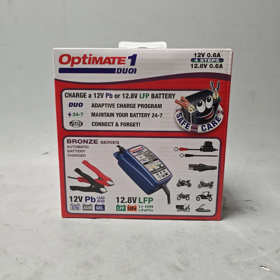 BOXED OPTIMATE 1 DUO CHARGE A 12V PB OR 12.8V LFP BATTERY 