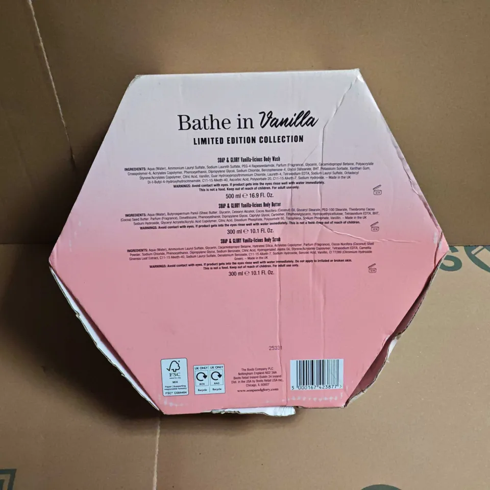 SOAP & GLORY BATHE IN VANILLA LIMITED EDITION COLLECTION – 3-PIECE BATH SET (BODY WASH, BODY BUTTER & BODY SCRUB)
