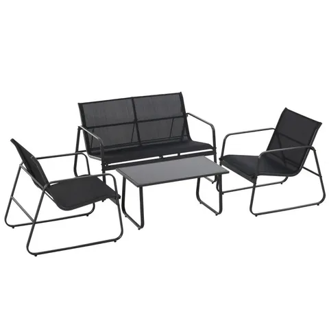 BOXED OUTSUNNY FOUR-PIECE MINIMALISTIC GARDEN SOFA SET - BLACK