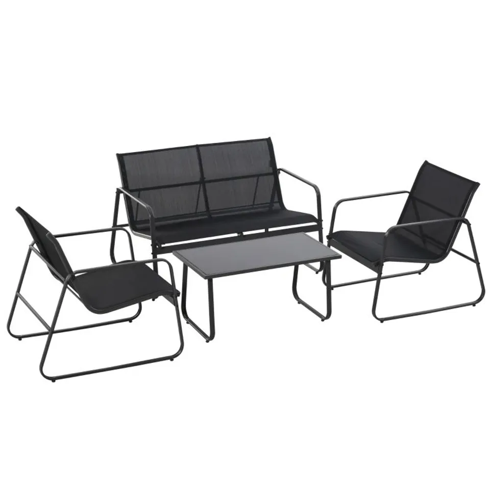 BOXED OUTSUNNY FOUR-PIECE MINIMALISTIC GARDEN SOFA SET - BLACK