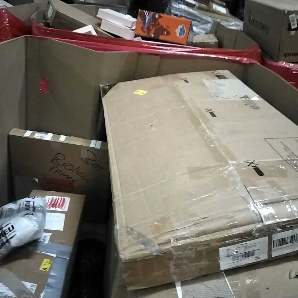 PALLET OF ASSORTED PRODUCTS AND HOUSEHOLD GOODS TO INCLUDE;OFFICE CHAIR,STAINLESS STEEL PAN,