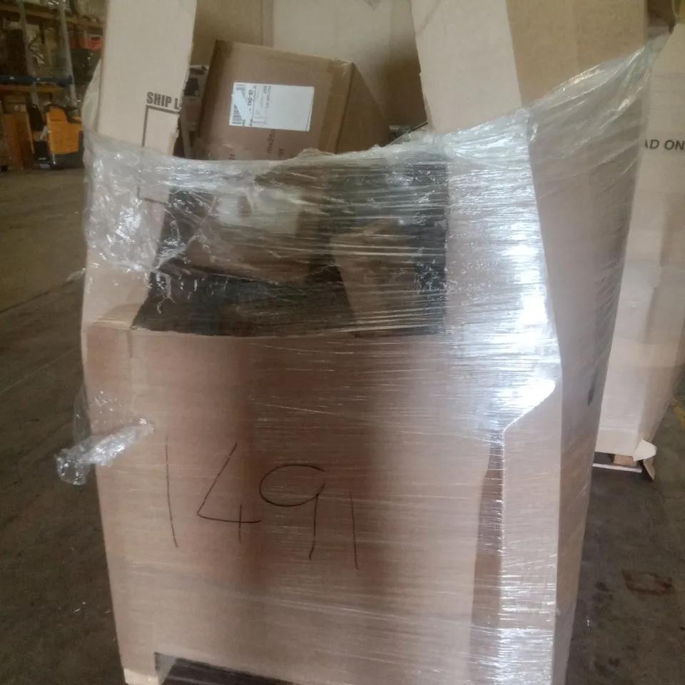PALLET OF ASSORTED ITEMS INCLUDING HOMIDEC DRYING RACK, IRONING BOARD, OFFICE CHAIR, CLOTHES HANGER, HOT+COOL AIR PURIFIER
