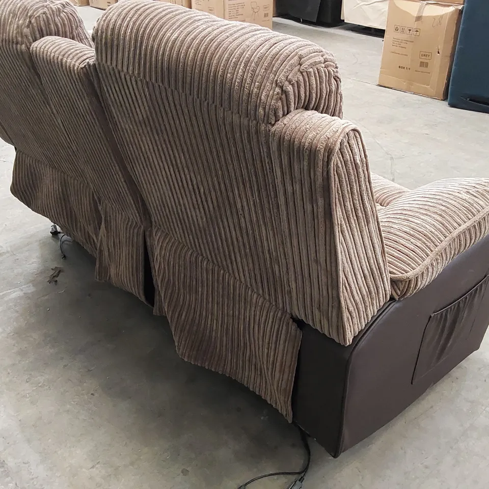 DESIGNER 2-SEATER UPHOLSTERED RECLINING SOFA WITH CUP HOLDERS