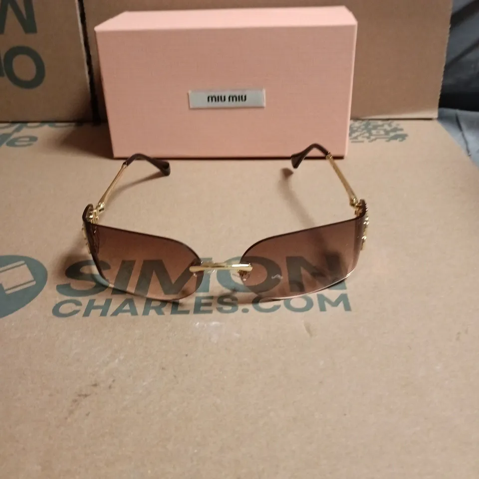 MIU MIU SUNGLASSES – BROWN GRADIENT LENSES, METAL FRAME - WITH CASE