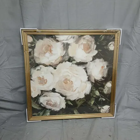 FRAMED CANVAS FLORAL PRINT – TRADITION FLORAL PRINT (WHITE ROSES)