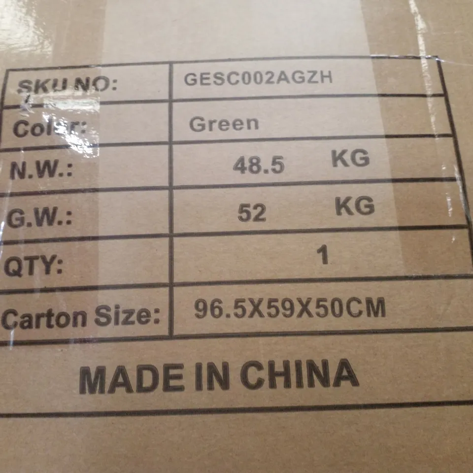 BOXED DESIGNER GREEN UPHOLSTERED SOFA