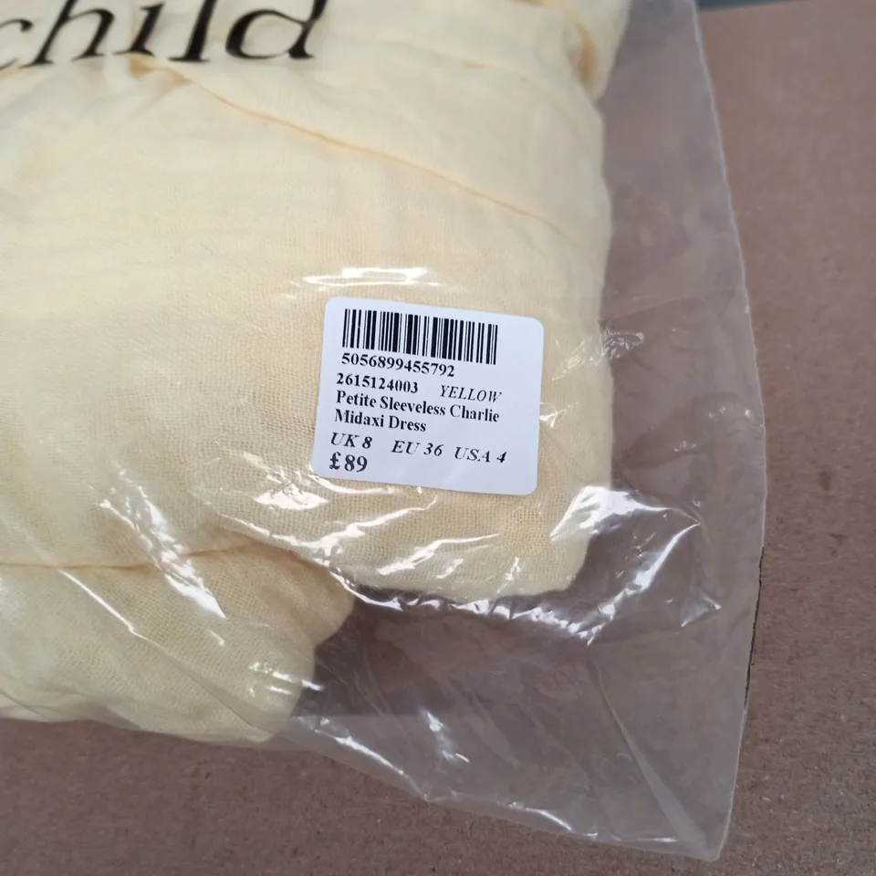 NOBODYS CHILD YELLOW PETITE SLEEVELESS CHARLIE MIDAXI DRESS UK8 TAGGED