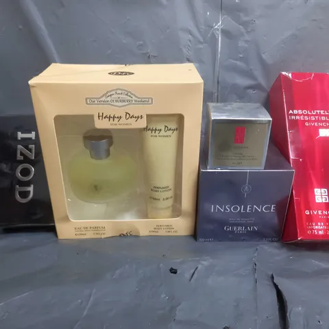 BOX OF APPROXIMATELY 10 ASSORTED HEALTH & BEAUTY ITEMS TO INCLUDE - GIVENCHY EAU DE PARFUM VAPORISATUR SPRAY , INSOLENCE GUERLAIN EAU DE TOILETTE , ELIZABETH ARDEN CERAMIDE ETC