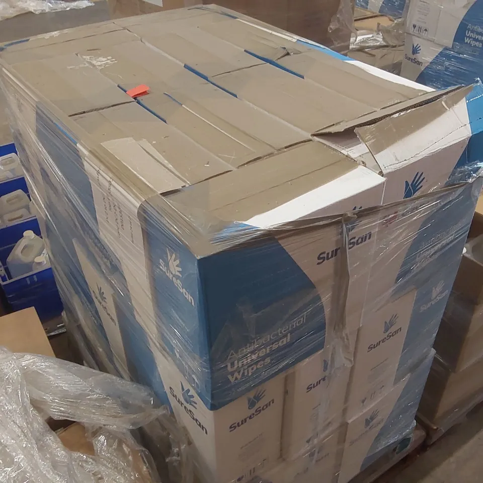 PALLET CONTAINING APPROXIMATELY 32x BOXES OF 24x 72PCS SURESAN ANTIBACTERIAL WIPES