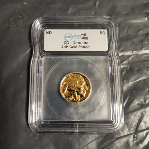 ICG 24K GOLD PLATED COIN IN DISPLAY CASE