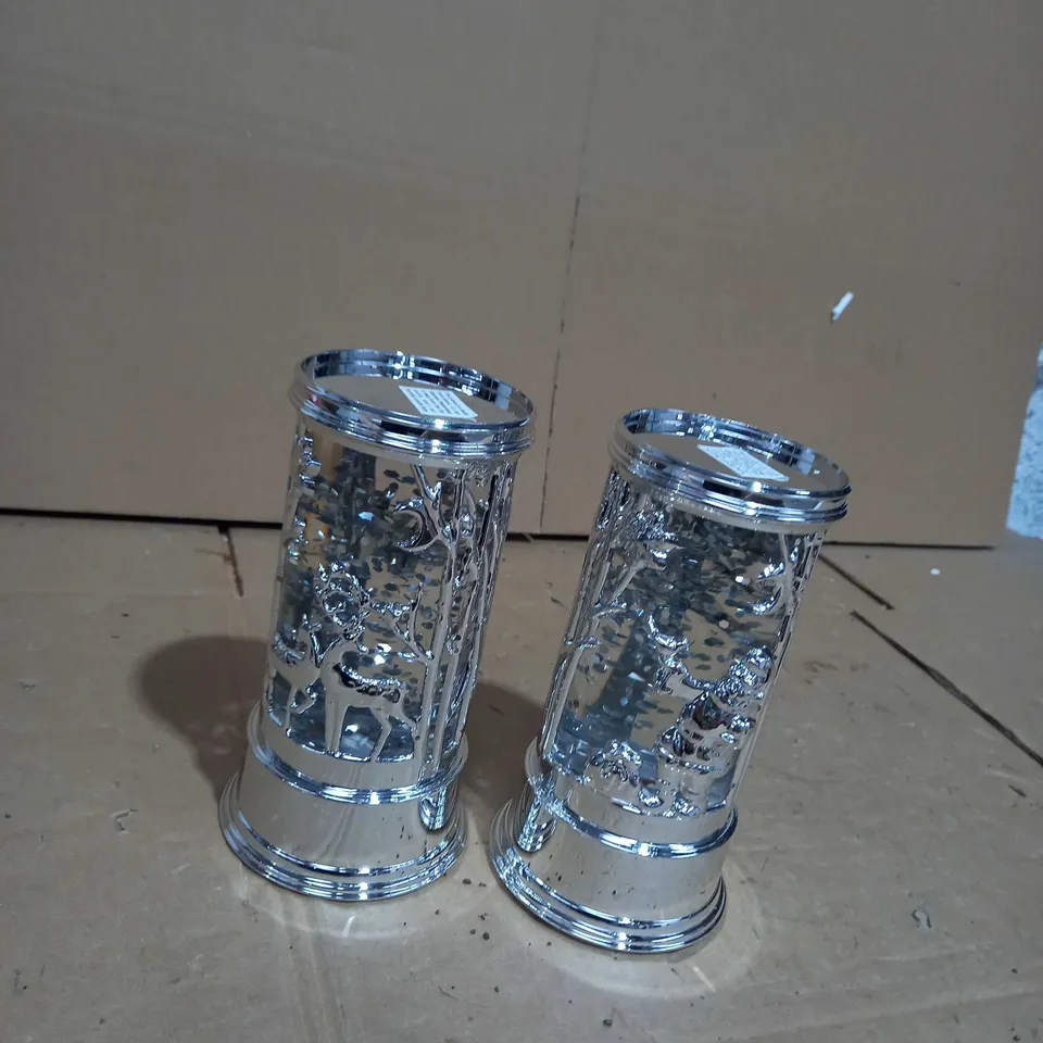 HOME REFLECTIONS SET OF 2 PRELIT SWIRLING GLITTER SCENIC PILLARS