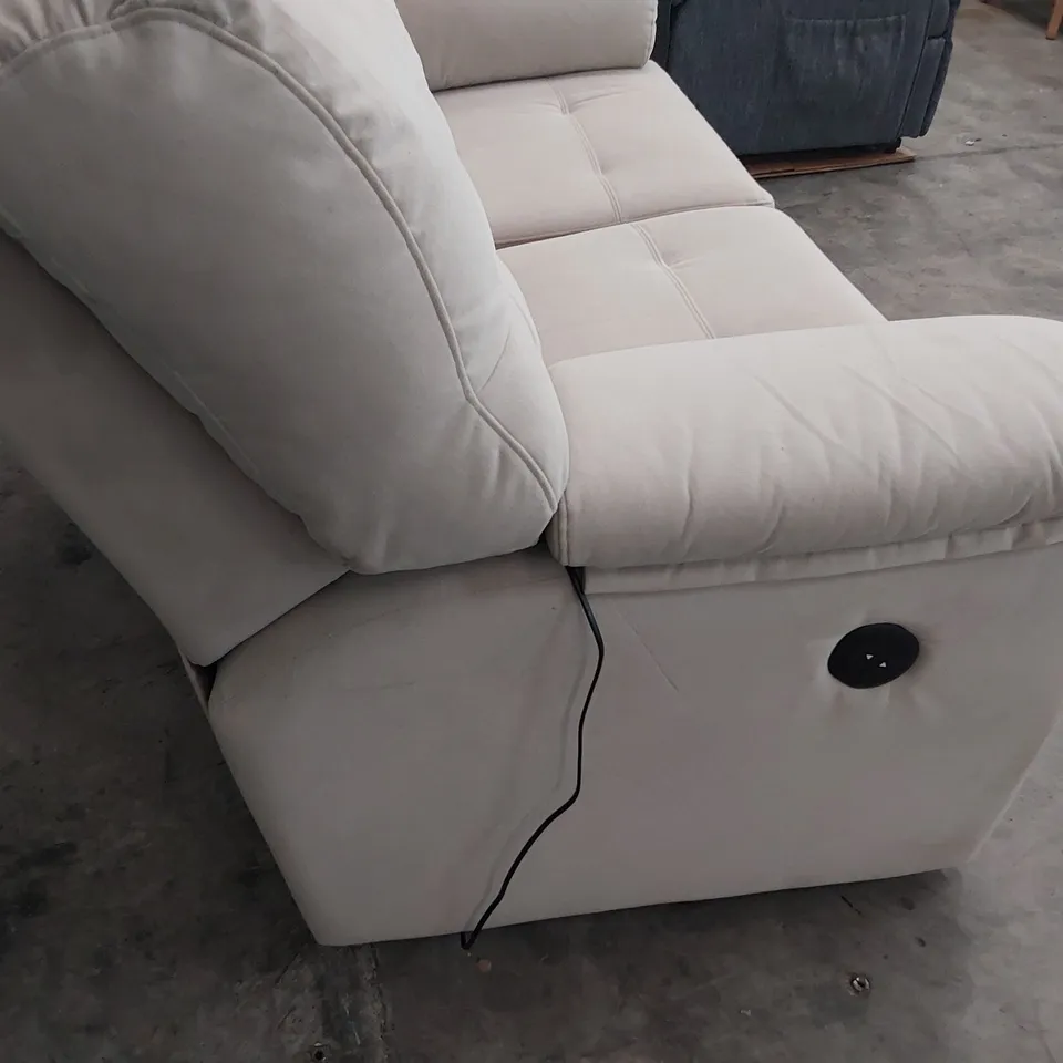 QUALITY BRITISH DESIGNER G PLAN STRATFORD POWER RECLINING TWO SEATER SOFA NOTTING HILL COBBLESTONE PLUSH FABRIC 