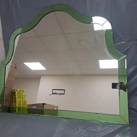 GREEN DECORATIVE EDGED MIRROR 85X100CM - COLLECTION ONLY