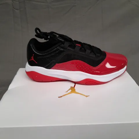 BOXED PAIR OF WOMANS AIR JORDAN 11 COMFORT LOW BLACK/GYM RED WHITE SIZE UK 5.5