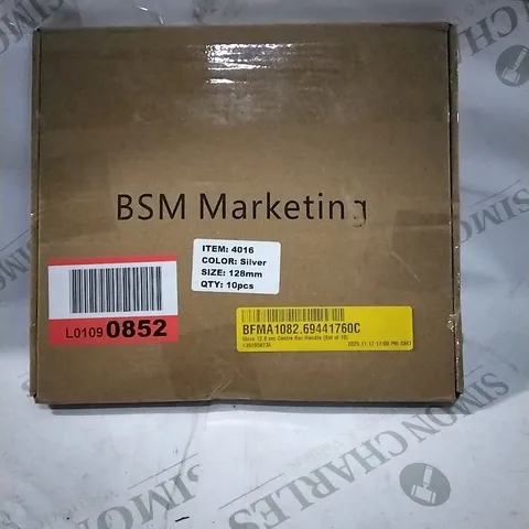 BOXED IDORA 12.8CM CENTRE BAR HANDLE (SET OF 10 ) SILVER