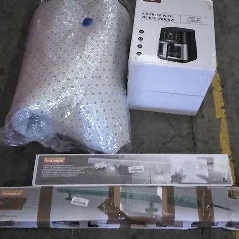 PALLET OF ASSORTED PRODUCTS TO INCLUDE; LUXURY AIR BED,COHEATER SLIMLINE HEATER AND AIR FRYER