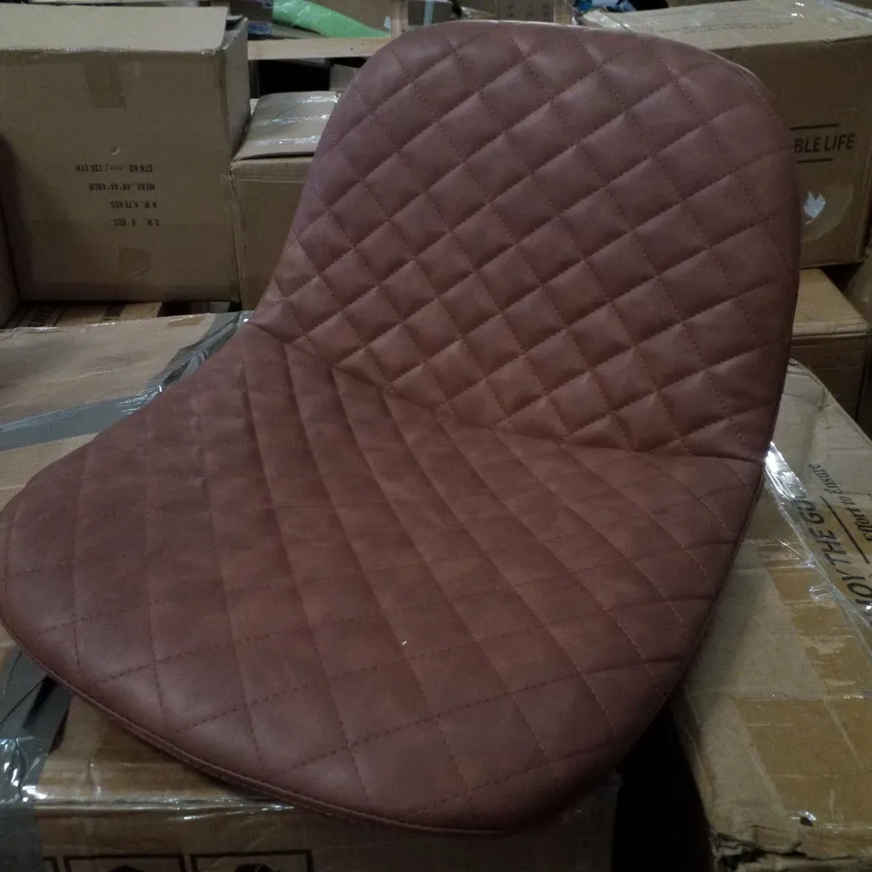 BOXED PAIR OF OFCASA PU LEATHER PAIR OF BAR STOOLS - BROWN