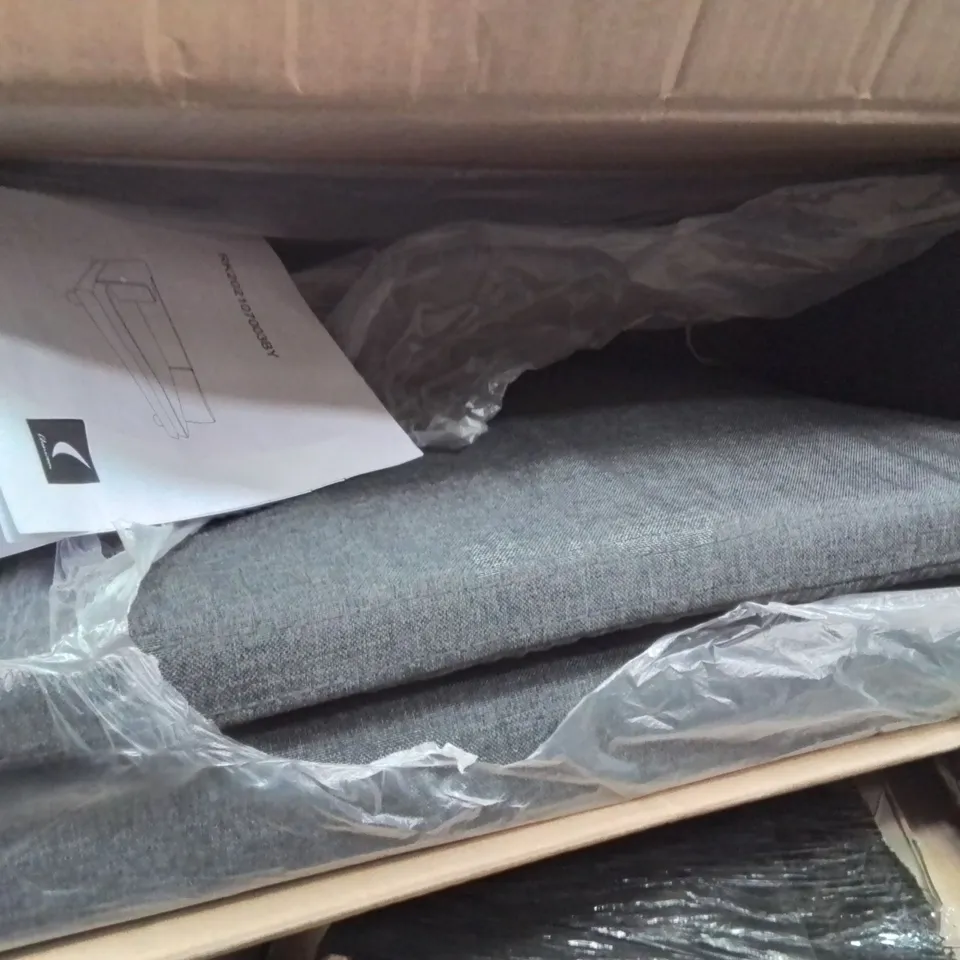BOXED GREY UPHOLSTERED PET SOFA 