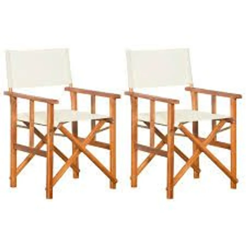 BOXED WOODEN DIRECTOR CHAIRS (SET OF 2) - CREAM (1 BOX)