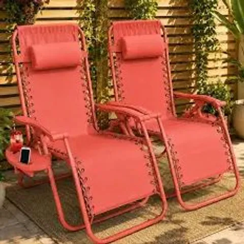 BOXED SET OF 2 OUTDOOR GARDEN LOUNGER CHAIRS - CINNABAR