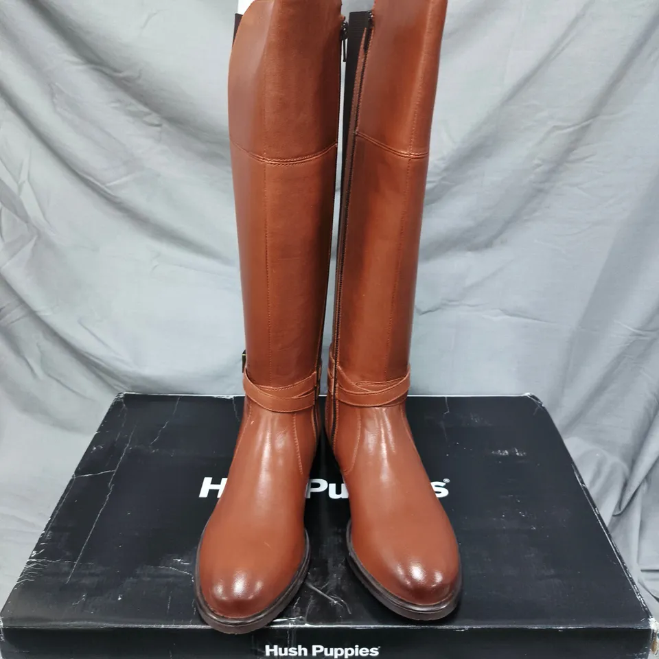 HUSH PUPPIES VICTORIA LONG BOOTS – WOMEN’S TAN LEATHER KNEE-HIGH BOOTS, UK 5
